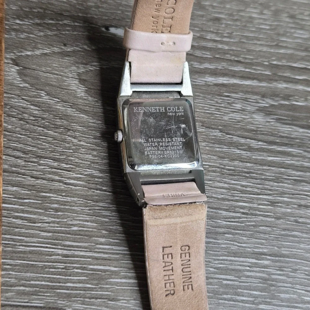 Kenneth Cole New York KC2200 Women's Tank Watch Pink Sunray Dial Leather Strap
